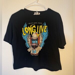 NOBRAND Black Graphic Tee with Eagle Design